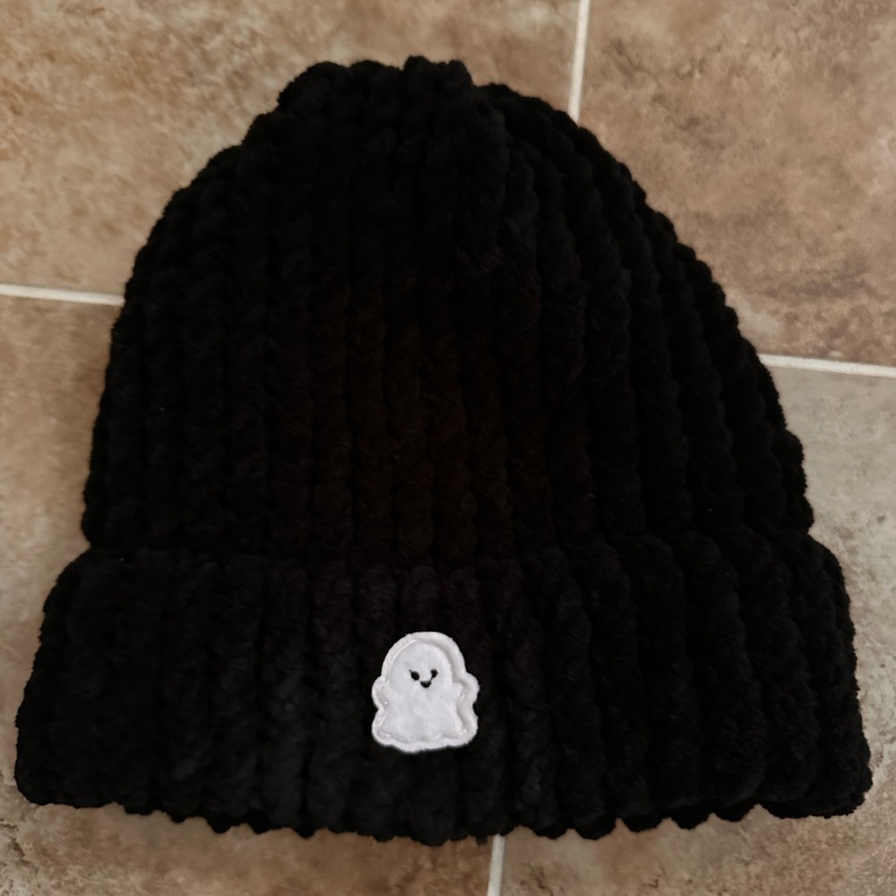 Hand-knit ghostie beanie
